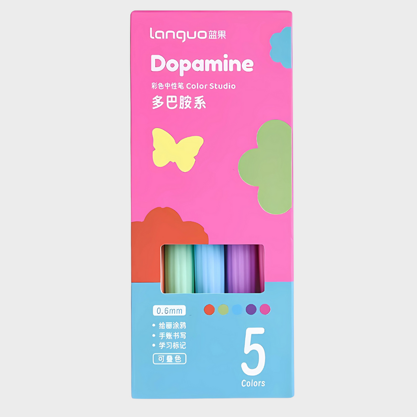 Languo | Gel Pen | 0.6mm | Color Studio | Dopamine | Pack of 5 Pens | U6008