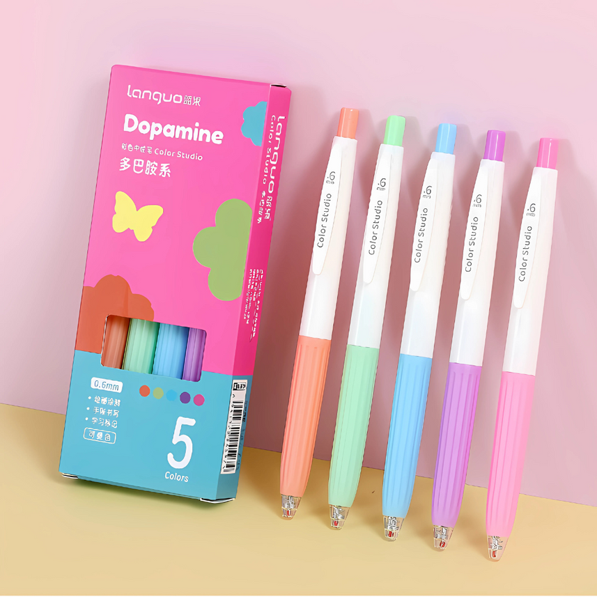 Languo | Gel Pen | 0.6mm | Color Studio | Dopamine | Pack of 5 Pens | U6008