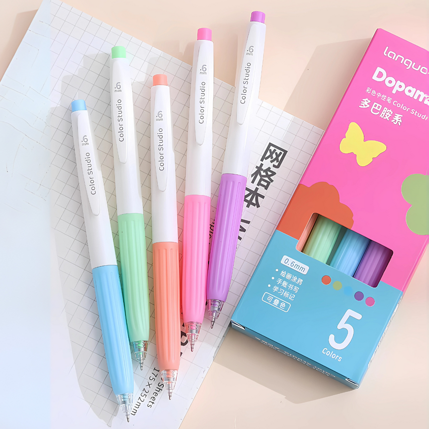 Languo | Gel Pen | 0.6mm | Color Studio | Dopamine | Pack of 5 Pens | U6008