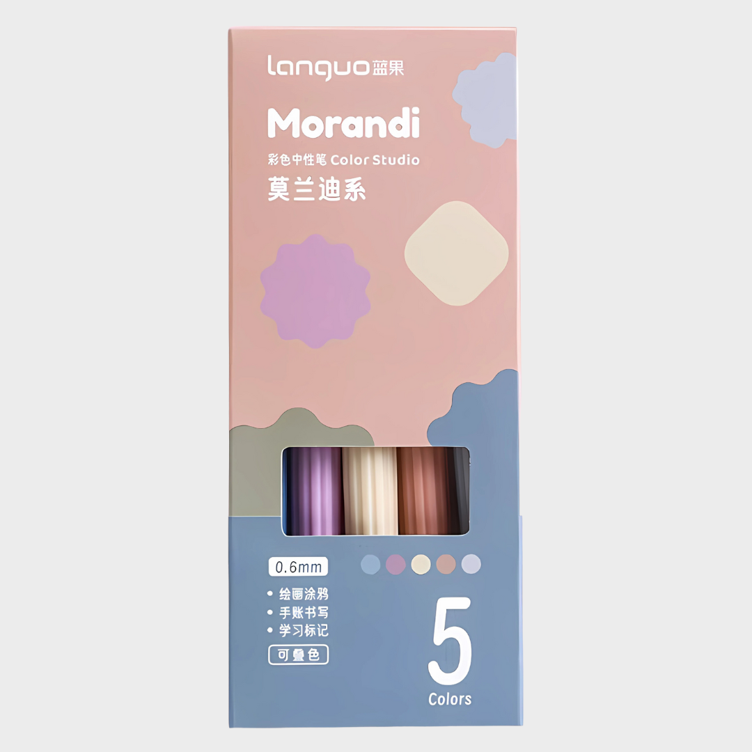 Languo | Gel Pen | 0.6mm | Color Studio | Morandi | Pack of 5 Pens | U6006