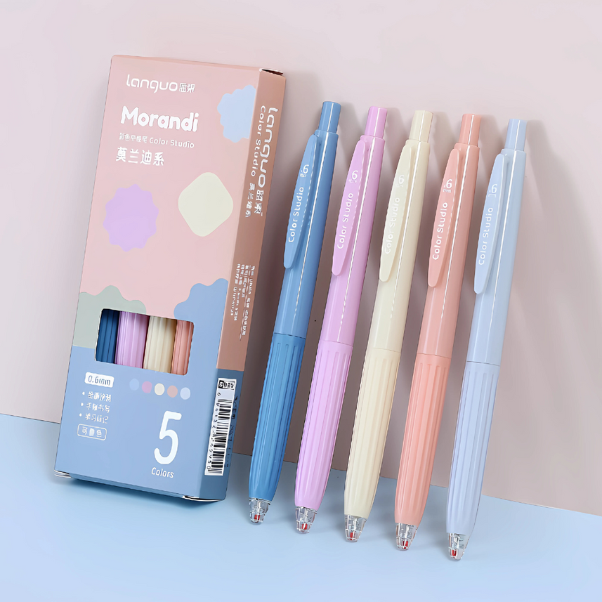 Languo | Gel Pen | 0.6mm | Color Studio | Morandi | Pack of 5 Pens | U6006