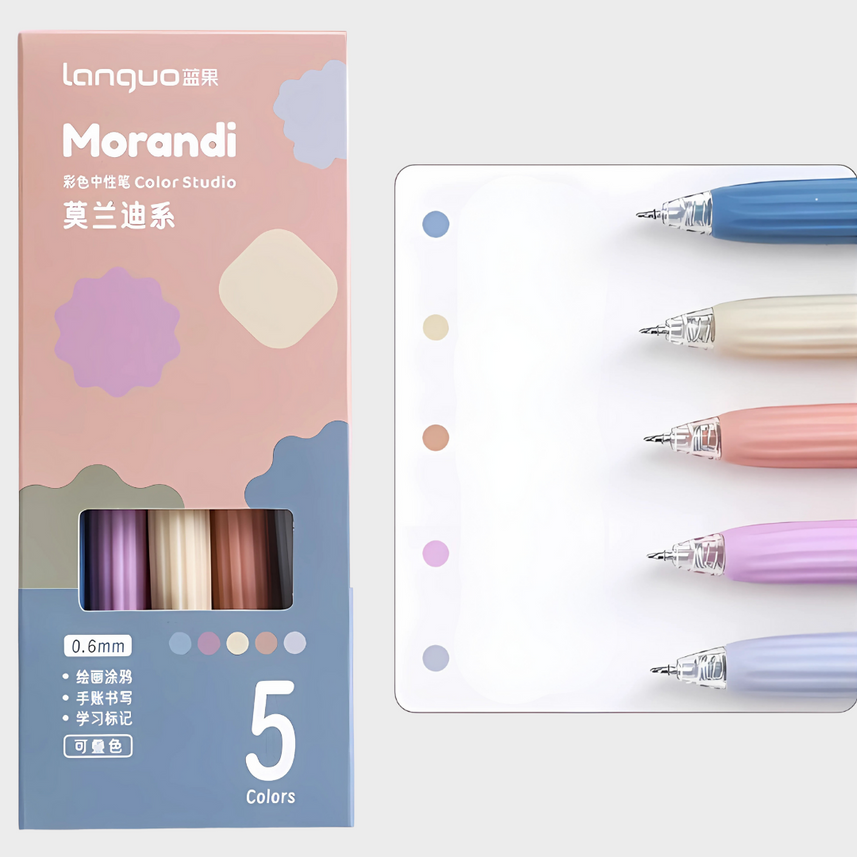 Languo | Gel Pen | 0.6mm | Color Studio | Morandi | Pack of 5 Pens | U6006
