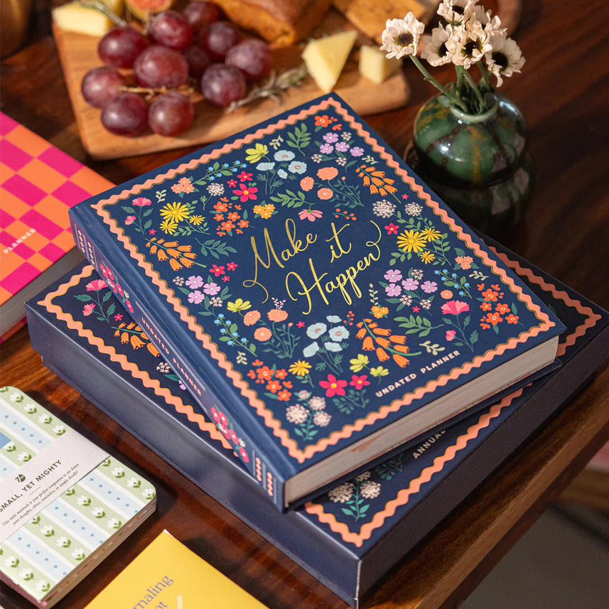 7mm Between the Lines | Annual Undated Planner | Make It Happen | Blue