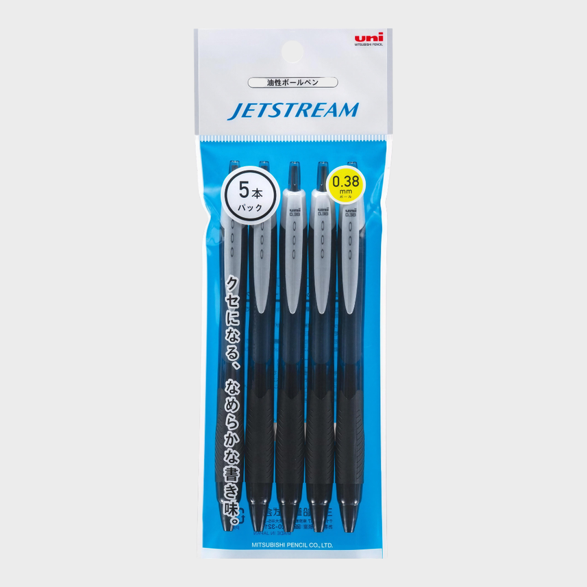 Mitsubishi Pencil | Ballpoint Pen | 0.38mm | Jetstream Standard | Poly Pack | SXN-150-38 5P