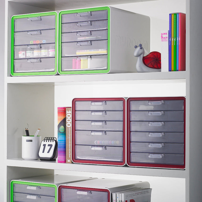 Litem | Multi Utility Storage Cabinet | 4 Drawers | Organiser | Red | My Room | For Office & Home