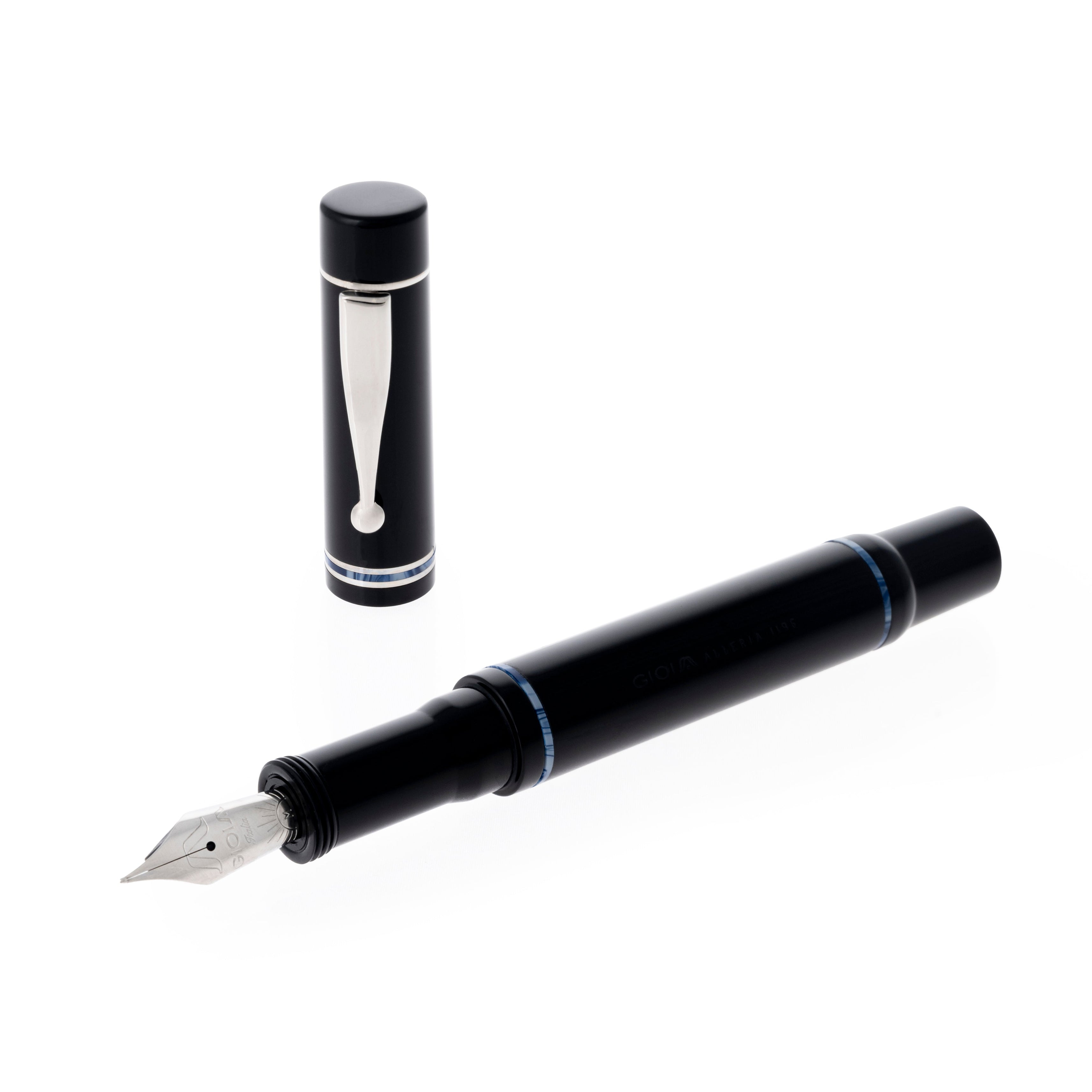 GIOIA Alleria Nuvola Black Fountain Pen – Chrome Trim