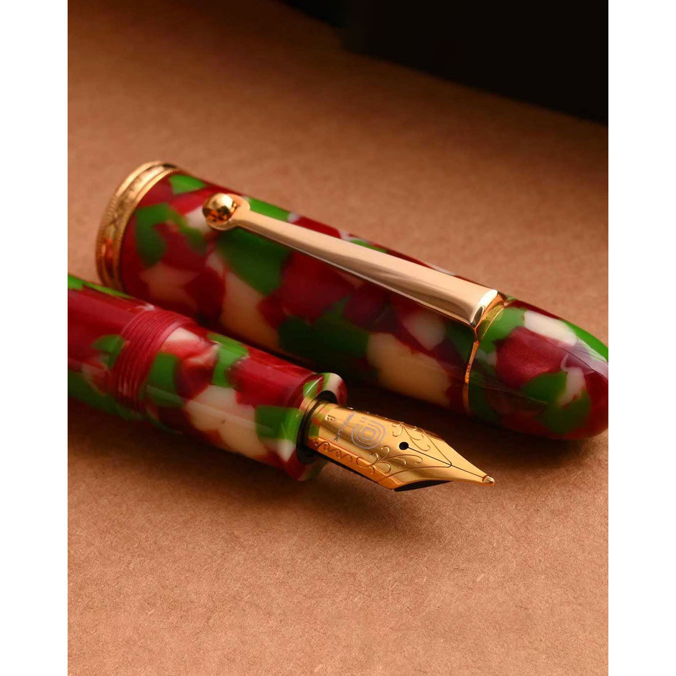 Penlux | Masterpiece Grande | Christmas Edition Fountain Ink Pen | Piston Filling | Oversize Pen with No. 6 Jowo Nibs