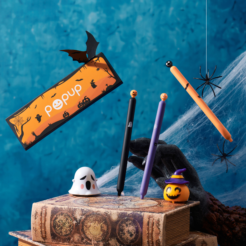 Kaco | Gel Pens | 0.5mm | Black Ink | Popup Halloween | Pack of 3