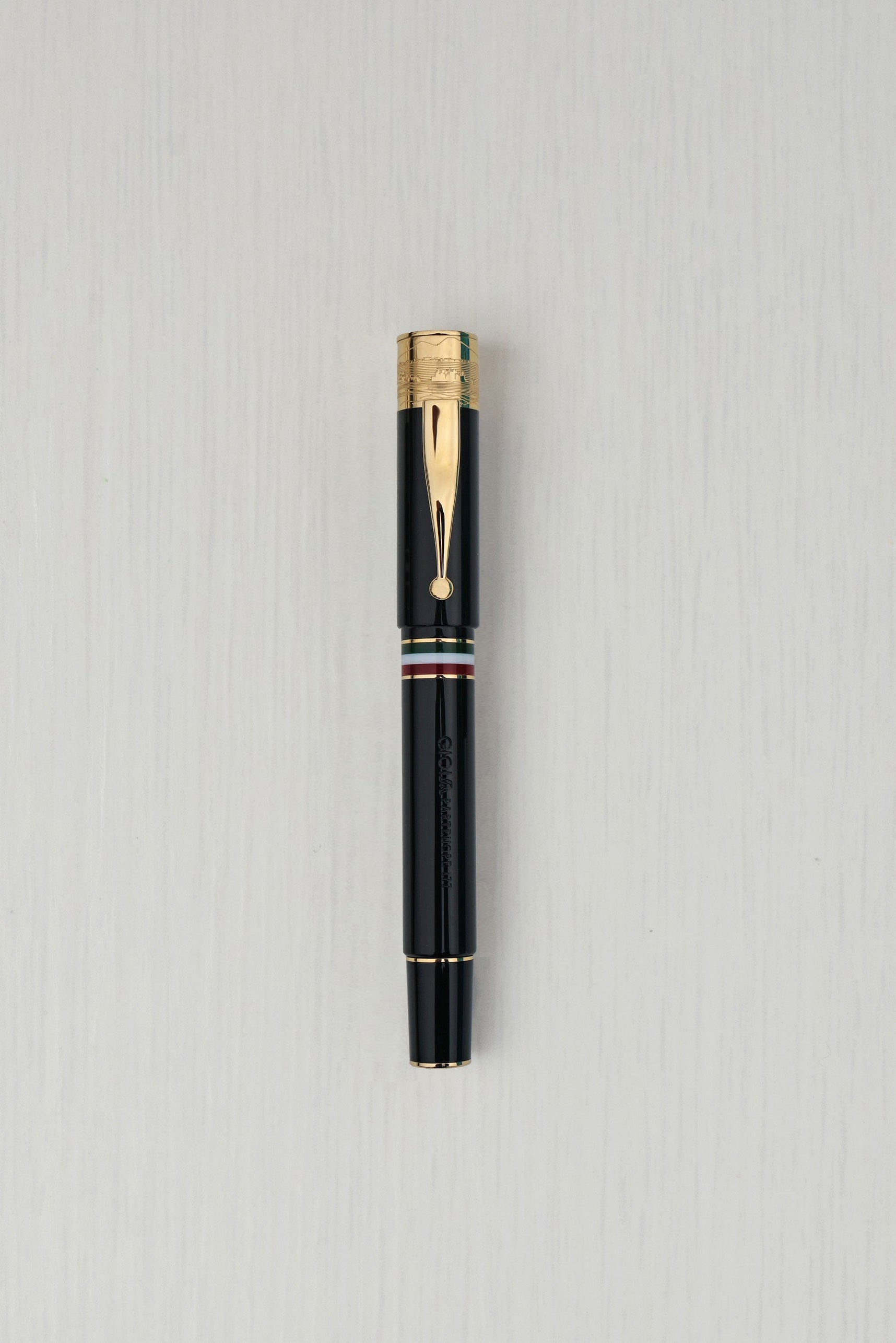 GIOIA Partenope Black Fountain Pen and Rollerball – Gold Trim