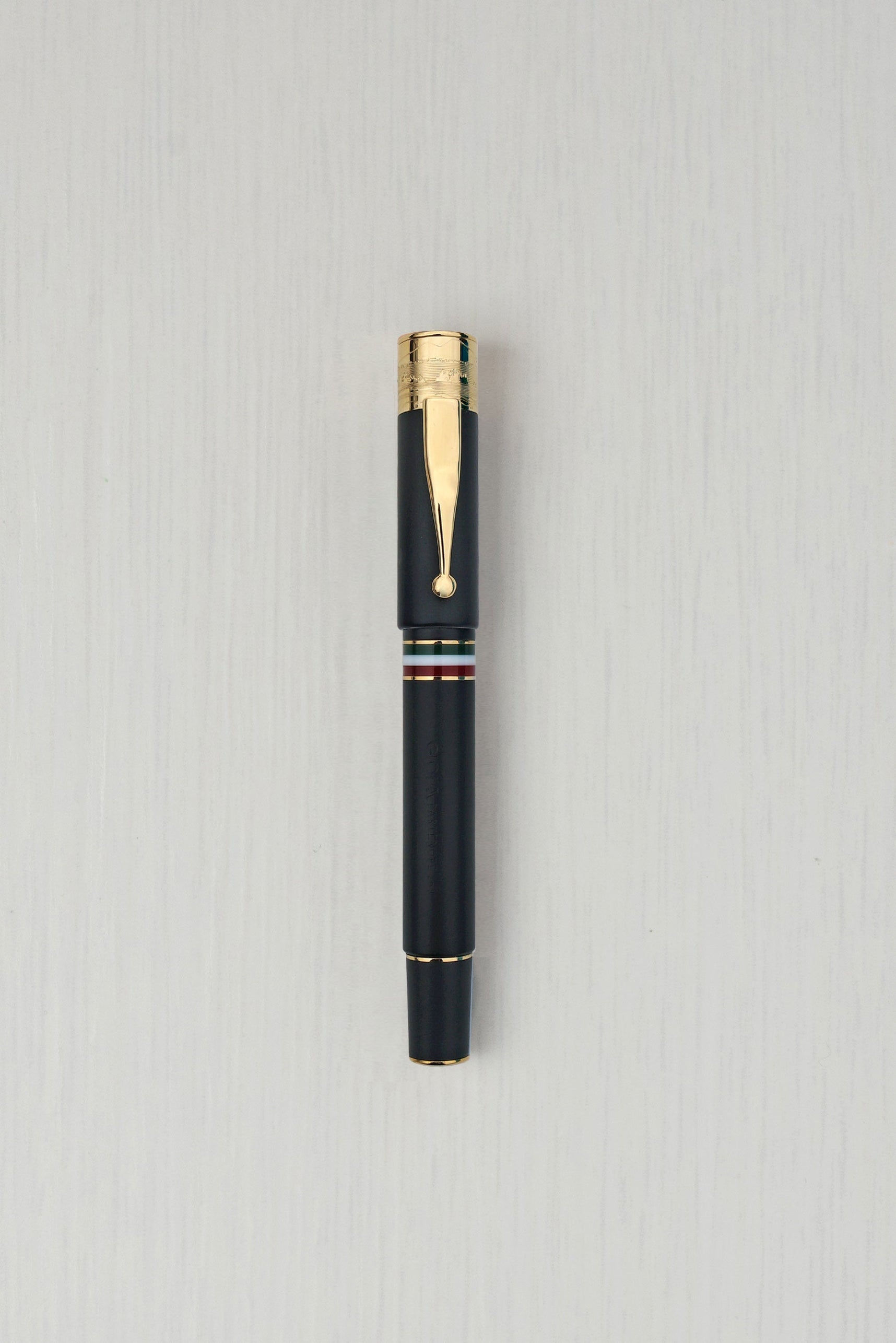 GIOIA Partenope Black Sand Fountain Pen and Rollerball – Gold Trim