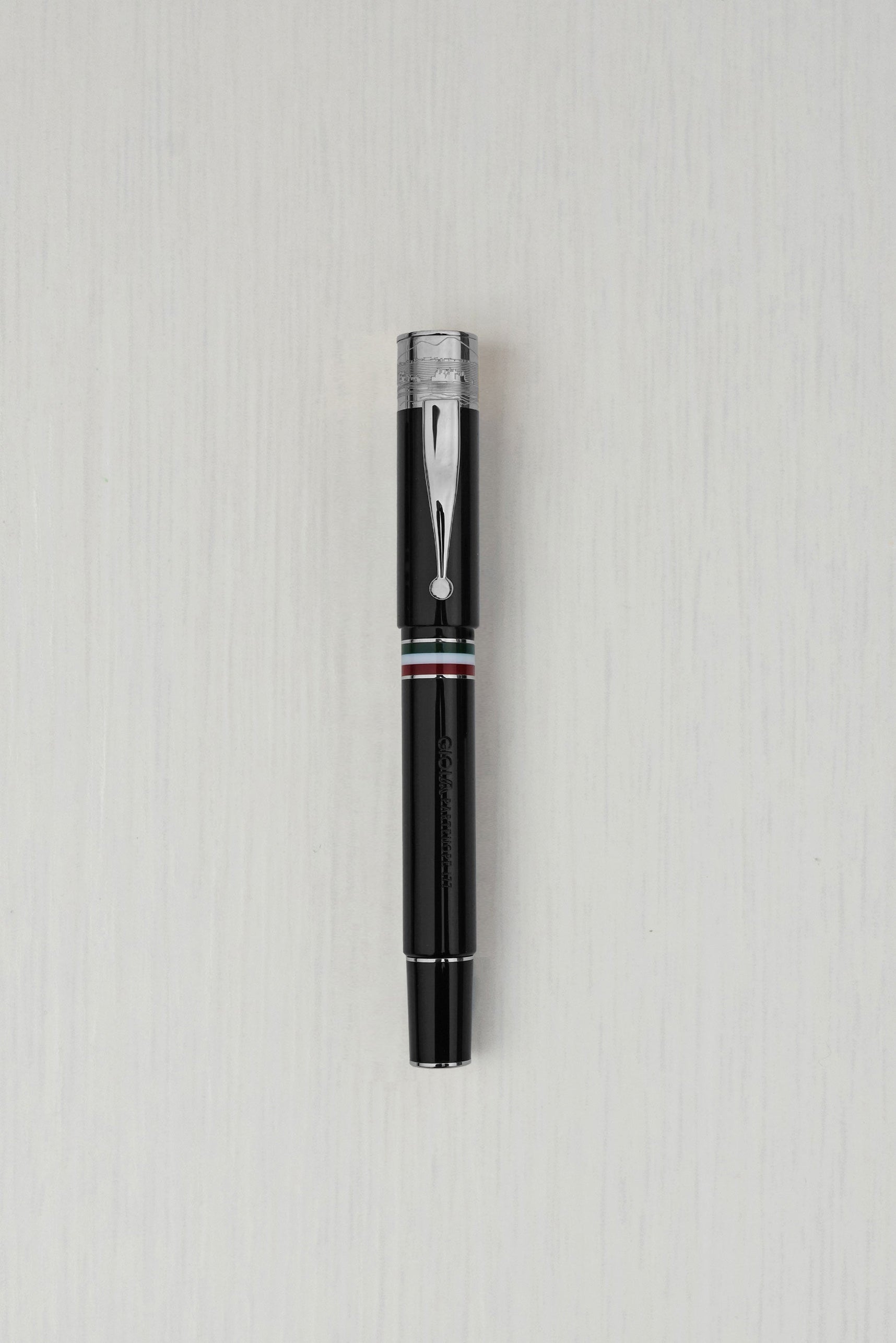 GIOIA Partenope Black Fountain Pen and Rollerball – Ruthenium Trim