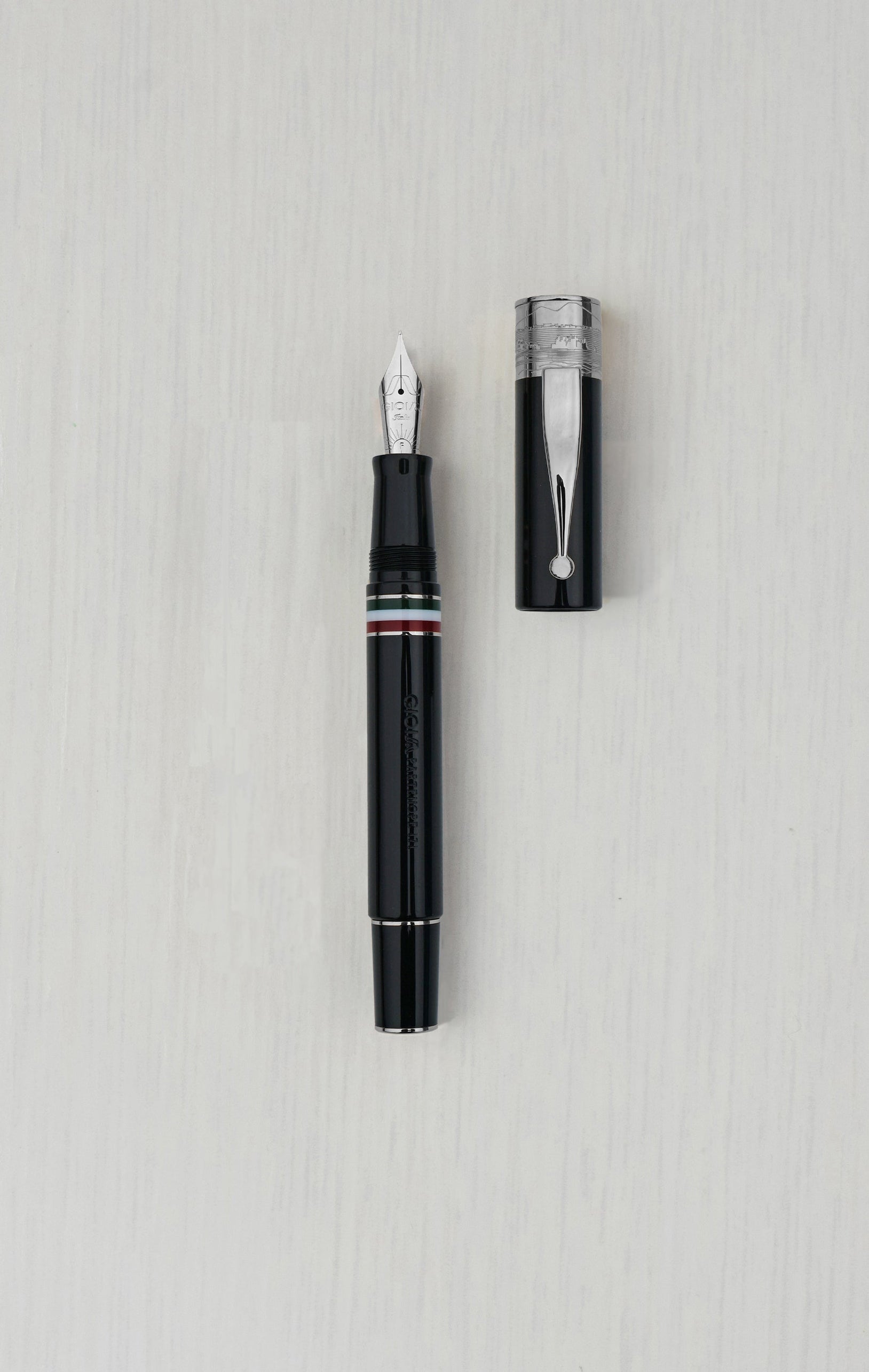 Gioia | Fountain Pen & Rollerball Pen | Partenope | Black | Ruthenium Trims