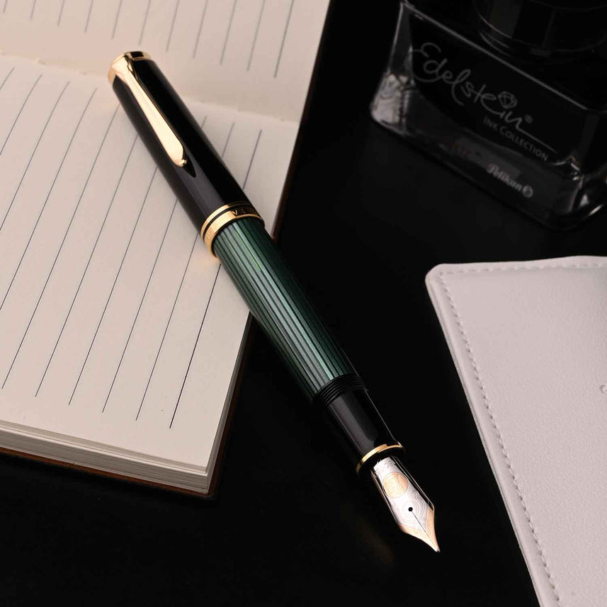 Pelikan Souveran M1000 Fountain Pen – Black & Green GT