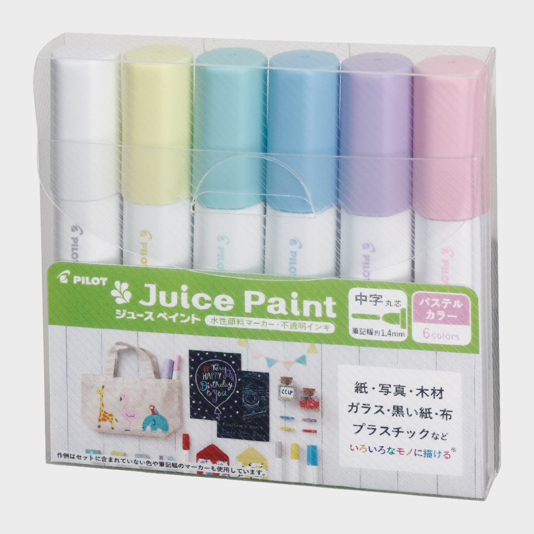 Pilot | Marker | 1.4mm Medium Round Tip | Juice Paint | Pastel Colors | 6 Color Set | SJP120MN-6CP