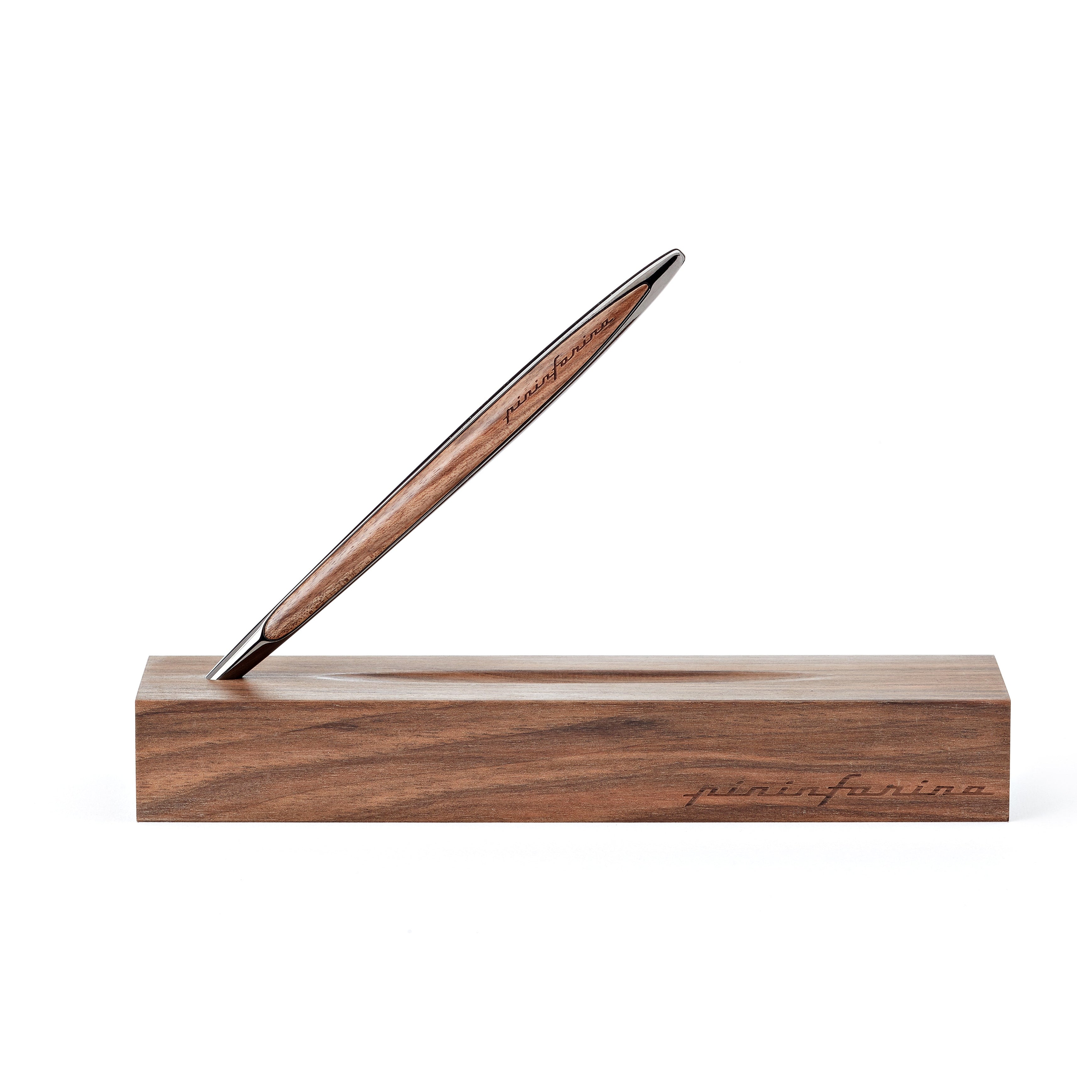 Pininfarina | Cambiano | Glossy Black | Classic Ethergraf Metal Alloy Nib | Solid Wood Desk Stand