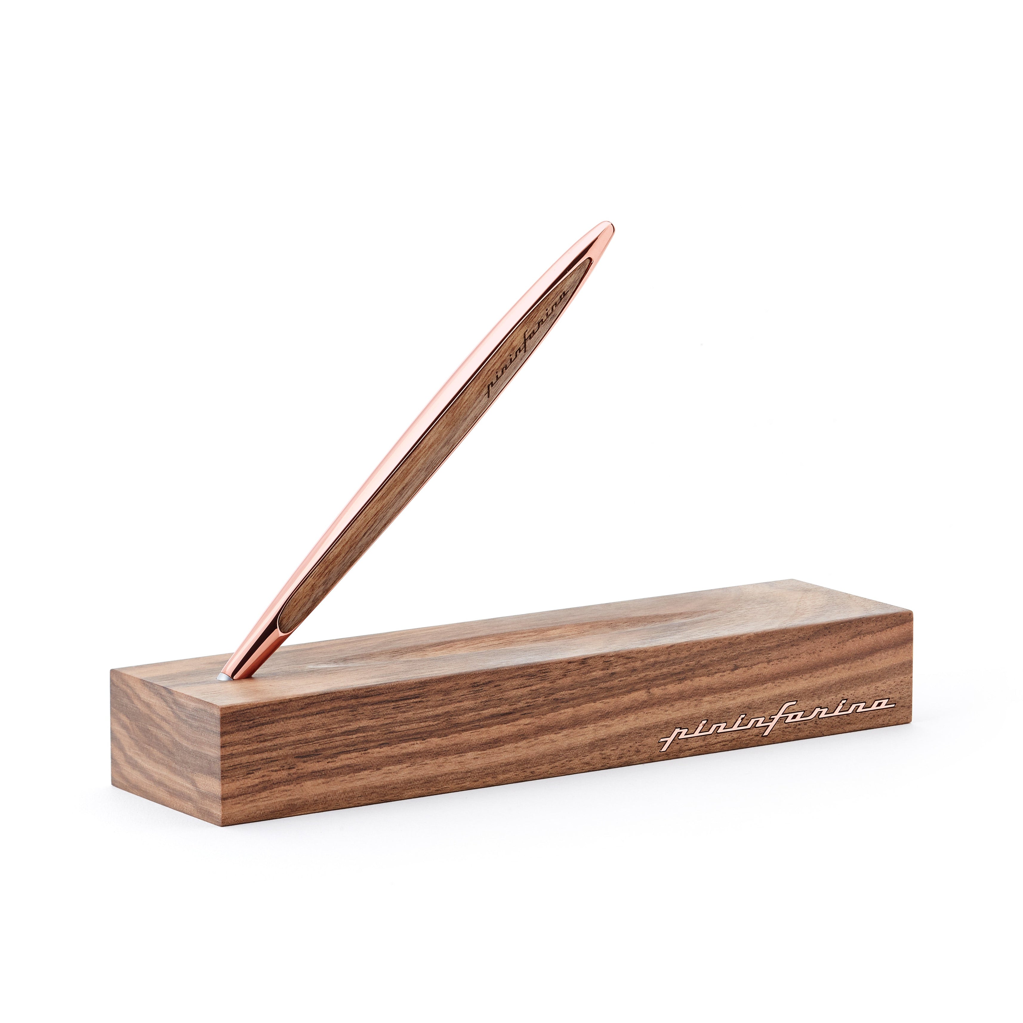 Pininfarina | Cambiano | Rose Gold | Classic | Ballpoint Pen | Solid Wood Desk Stand