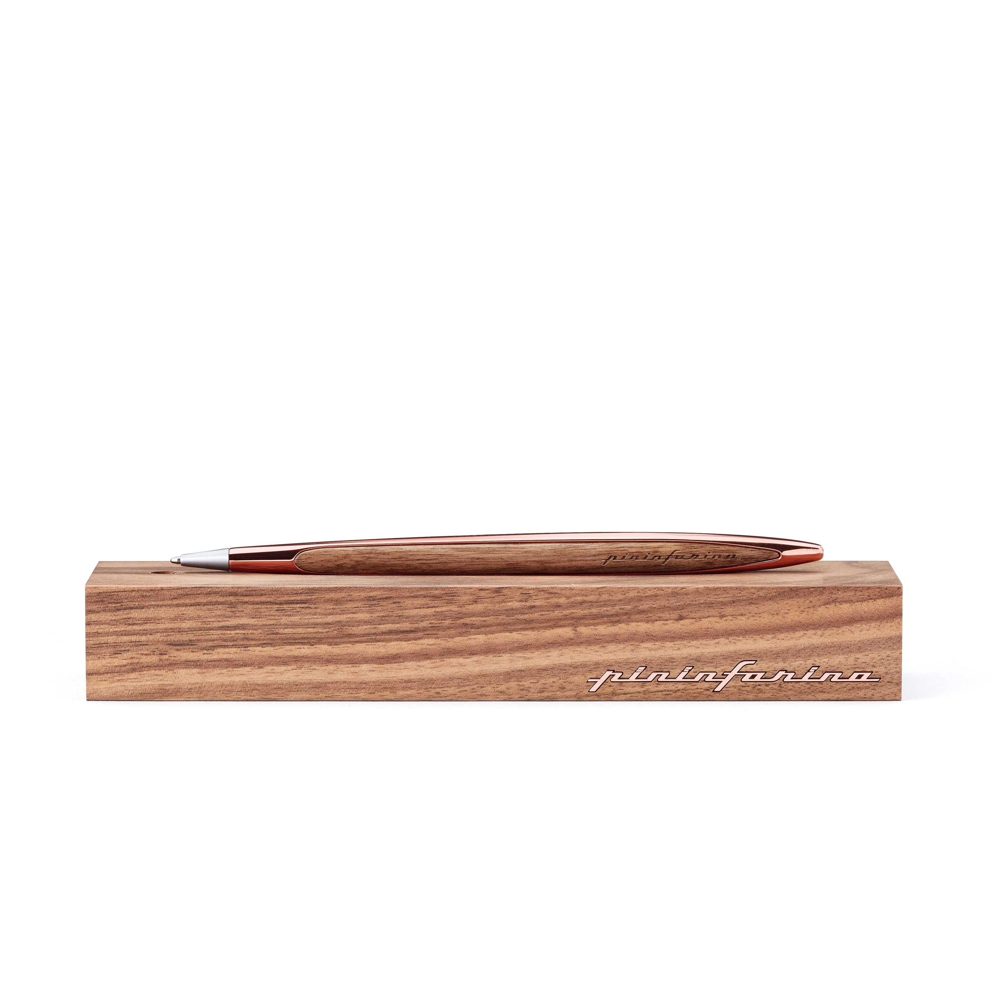 Pininfarina | Cambiano | Rose Gold | Classic | Ballpoint Pen | Solid Wood Desk Stand