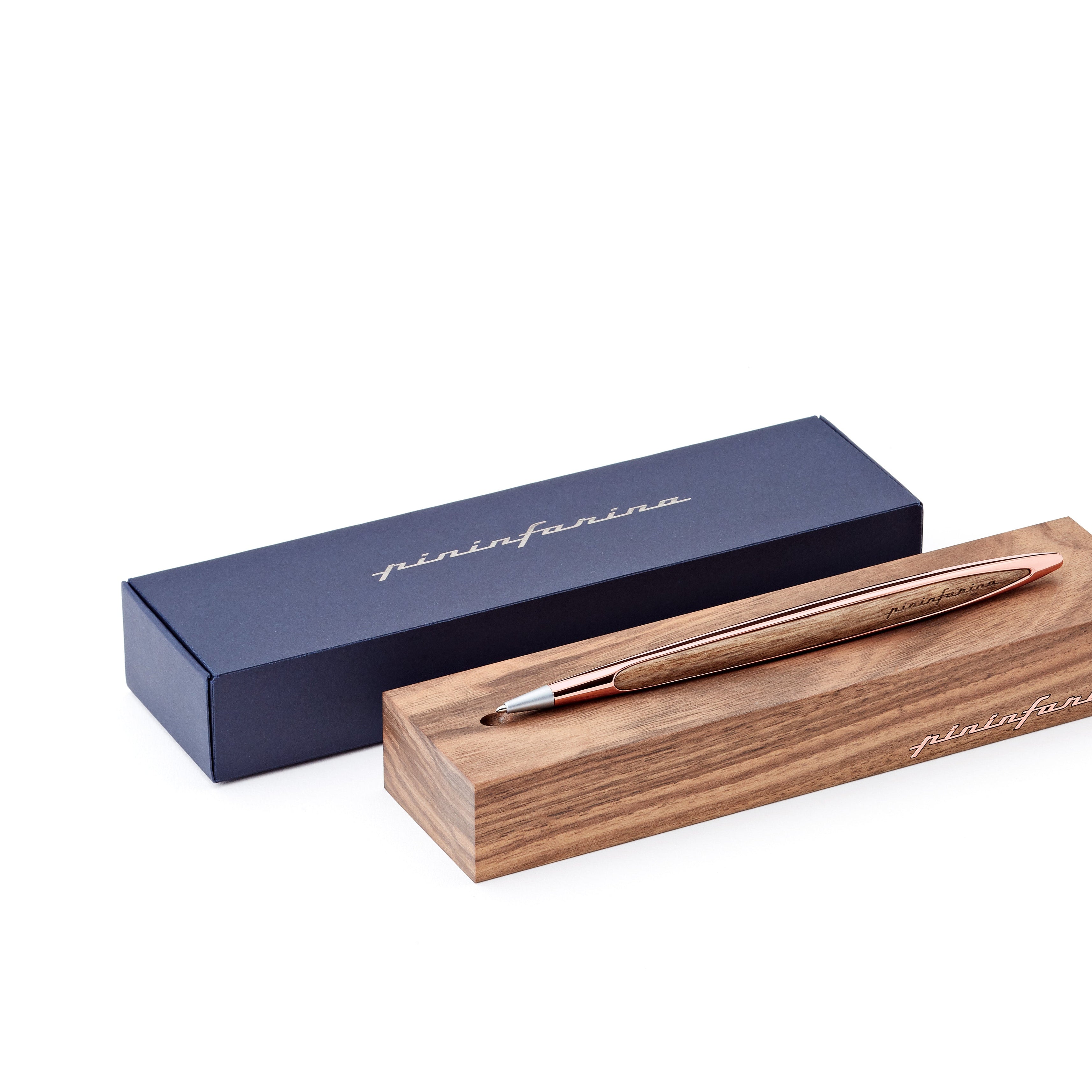 Pininfarina | Cambiano | Rose Gold | Classic | Ballpoint Pen | Solid Wood Desk Stand