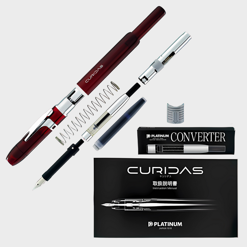 Platinum | Fountain Pen | Curidas | Knock-Type | With Box Packaging | Grand Red