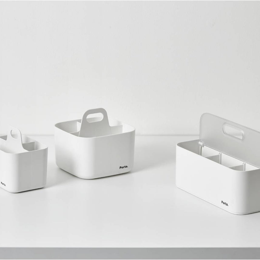 Litem | Portable |Stackable |Organizer with Lid and Adjustable Compartments | White Transparent