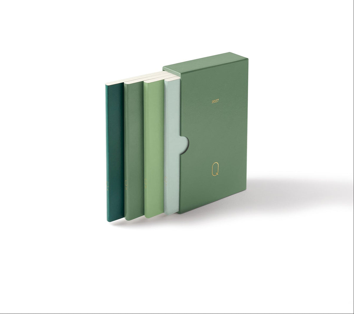 LEUCHTTURM1917 2027 Quarterly Daily Planner Dotted (A6) pack of 4 - Shades of Green