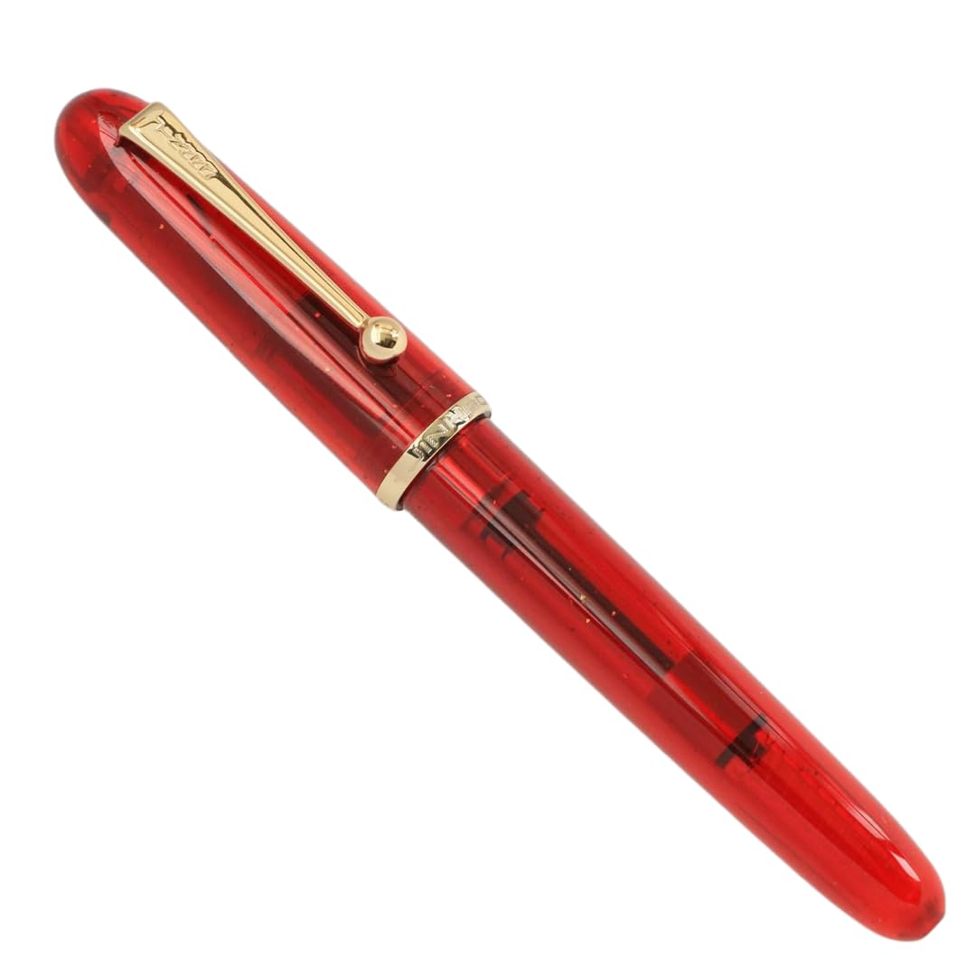 Jinhao 9013 DaDao Series Fountain Pen – Transparent Red Acrylic Body, Medium Heartbeat Nib, Includes Ink Converter