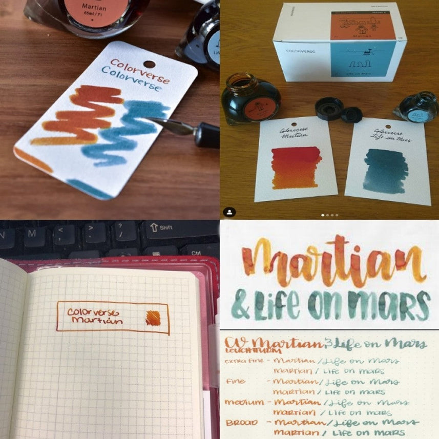 Colorverse Ink | Martian (65ml) and Life On Mars (15ml) | Orange and Gray | 2 Bottle Set | Dye-Based Nontoxic - penpencilink