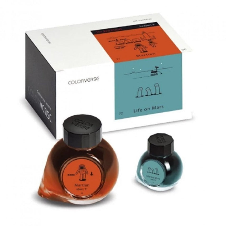 Colorverse Ink | Martian (65ml) and Life On Mars (15ml) | Orange and Gray | 2 Bottle Set | Dye-Based Nontoxic - penpencilink