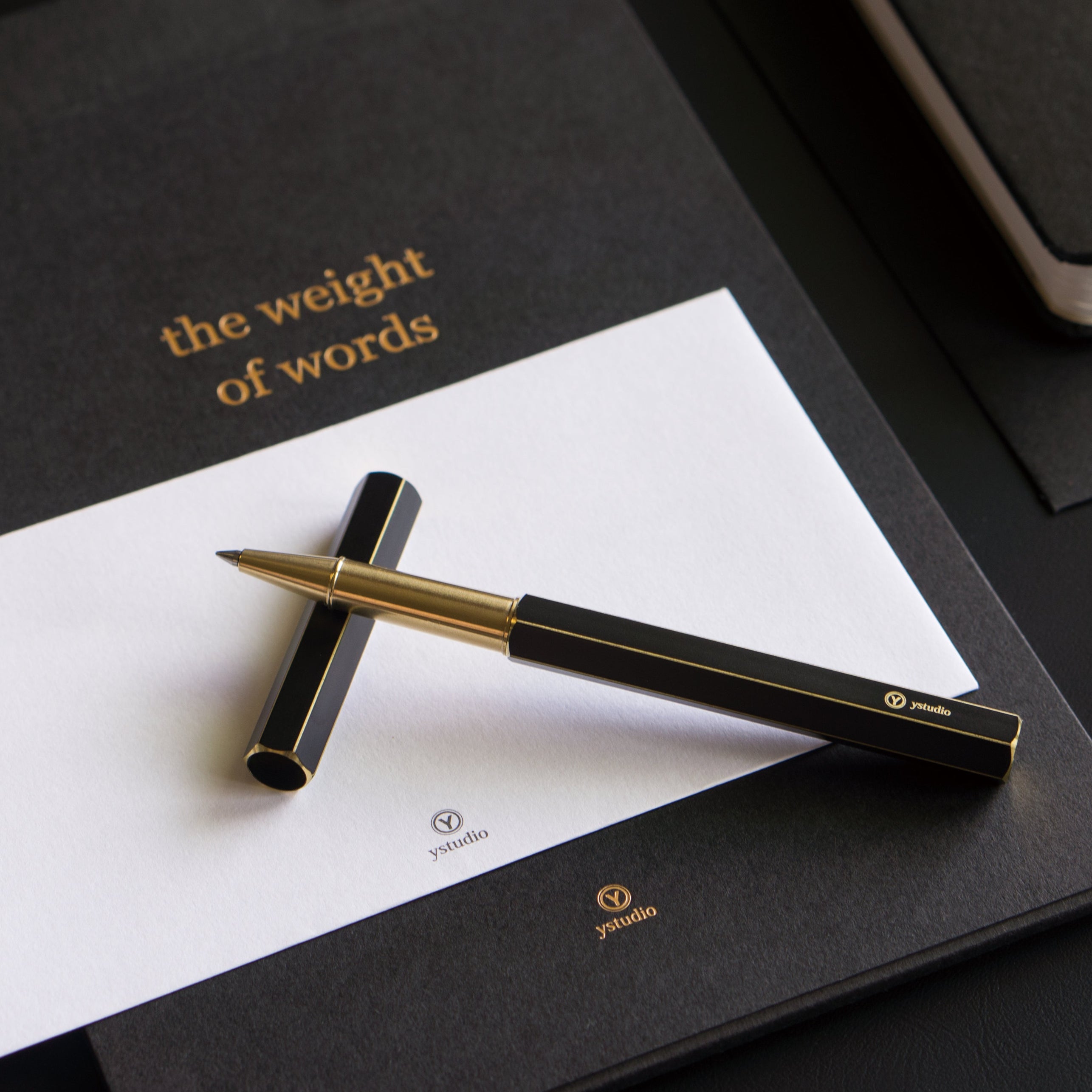 Ystudio | Classic Revolve | Rollerball Pen | Brass | Black