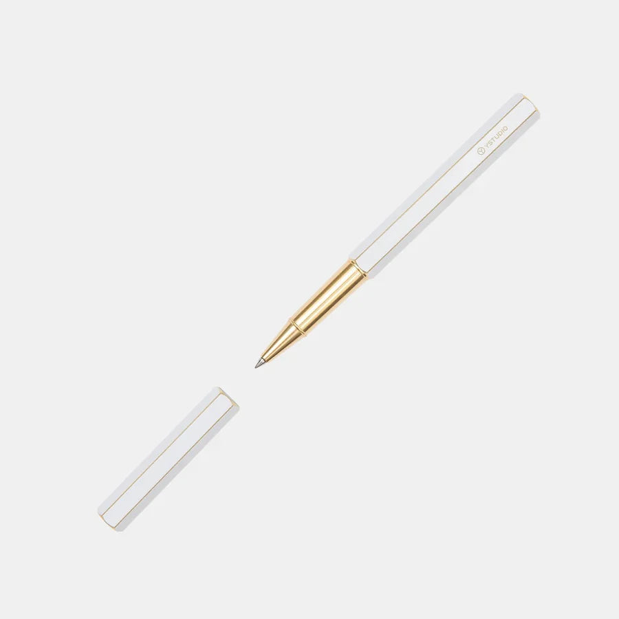 Ystudio | Rollerball Pen | Classic Revolve | Brass White