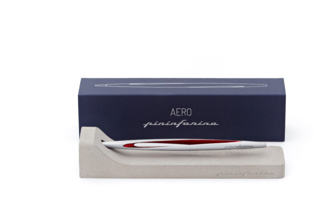 Pininfarina Aero Ethergraf Pencil Red with Raw Concrete Desk Stand