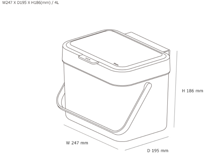Litem Hanging Food Waste Bin with Basket Compact Hanging Design - Ivory