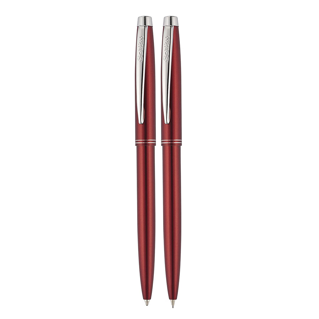Scrikss | 108 Prestige | Ballpoint Pen + 0.7mm Mechanical Pencil Set | Red CT