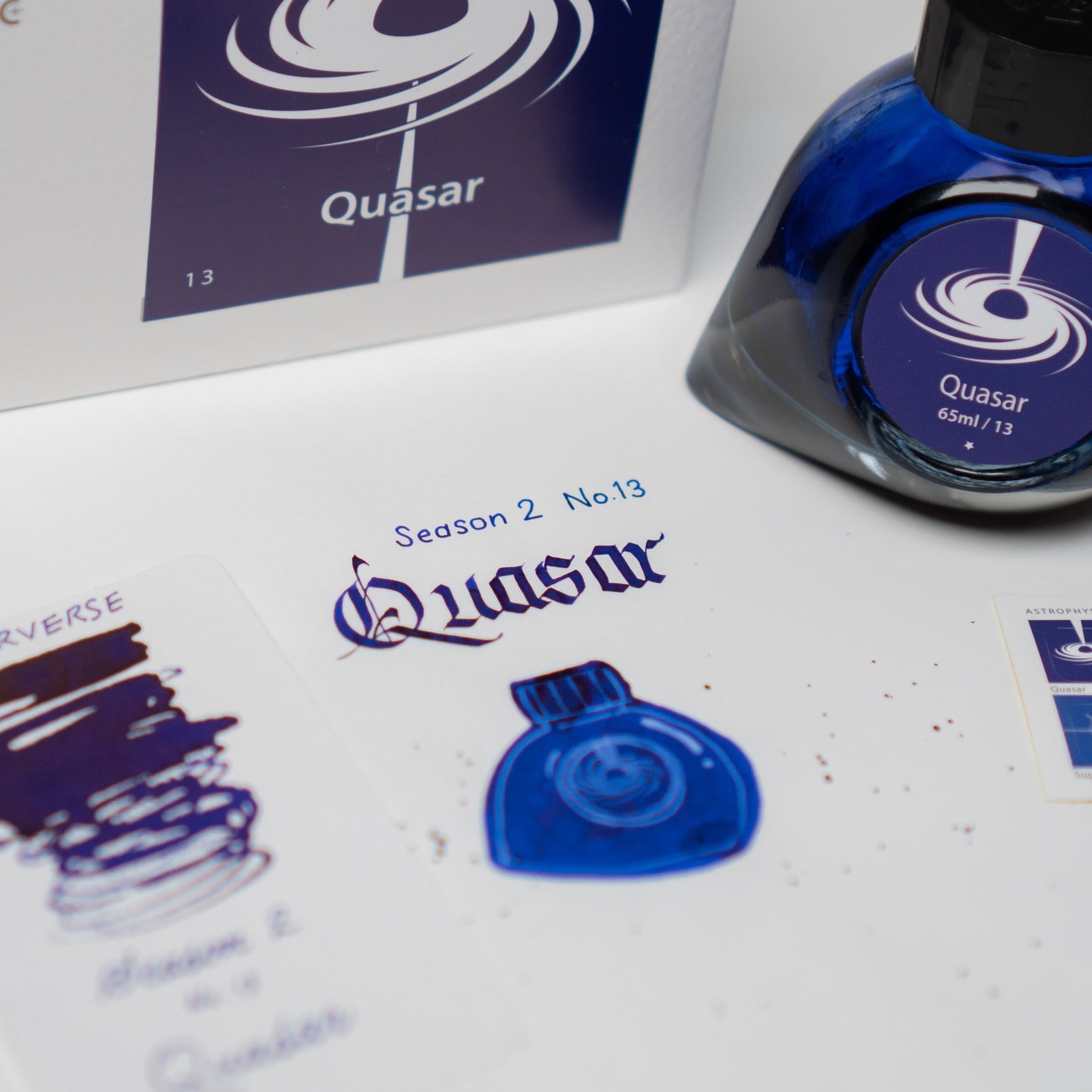 Colorverse | Astrophysics Series | Season 2 | Fountain Pen Ink | Quasar | Dark Blue | 65ml and 15ml | 2 Bottle Set