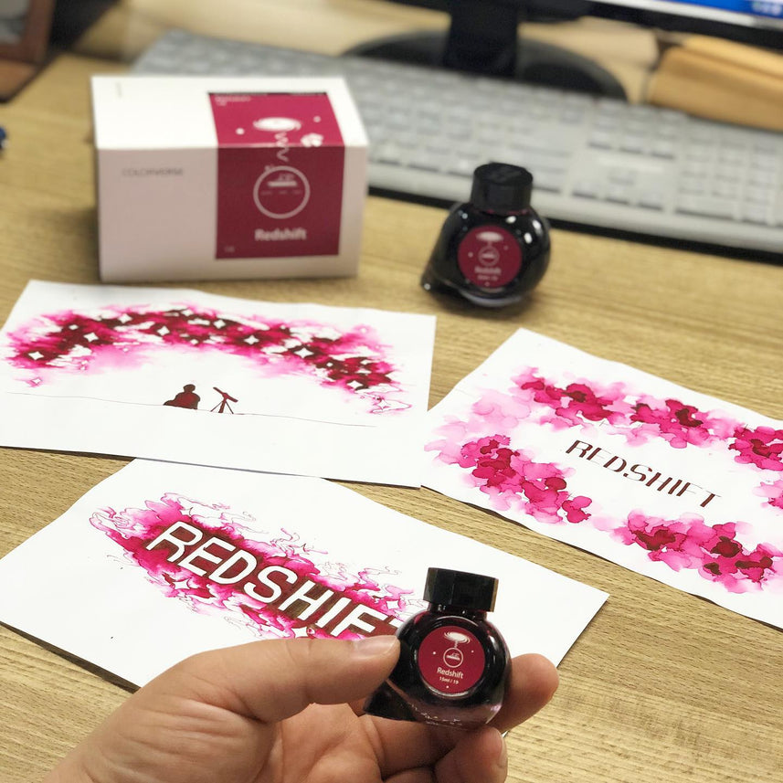 Colorverse | Astrophysics Series | Season 2 | Fountain Pen Ink | Redshift | Red | 65ml and 15ml | 2 Bottle Set