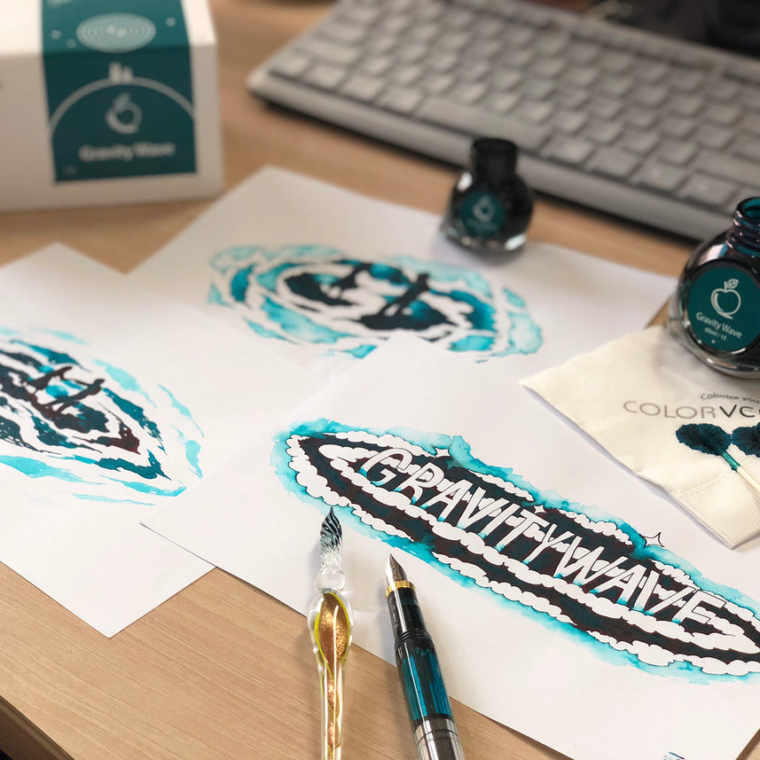 Colorverse | Astrophysics Series | Season 2 | Fountain Pen Ink | Gravity Wave | Turquoise | 65ml and 15ml | 2 Bottle Set