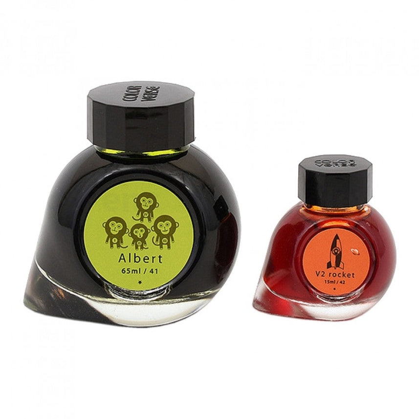 Colorverse Ink | Trailblazer In Space | Albert Light Green & V2 Rocket Orange | 65ml & 15ml | 2 Bottle Set - penpencilink