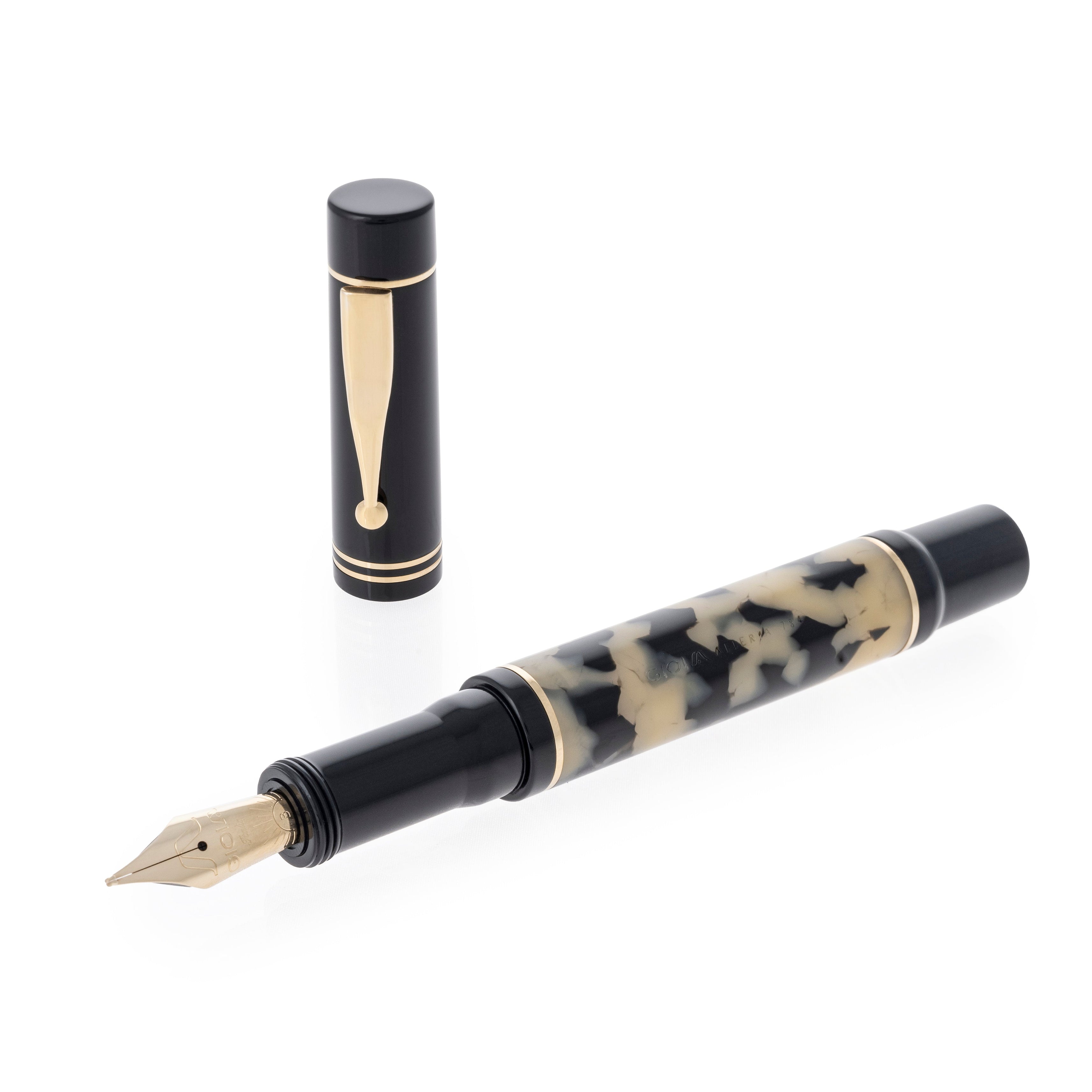 GIOIA Alleria Tramonto Shiny Black Fountain Pen – Chrome Trim