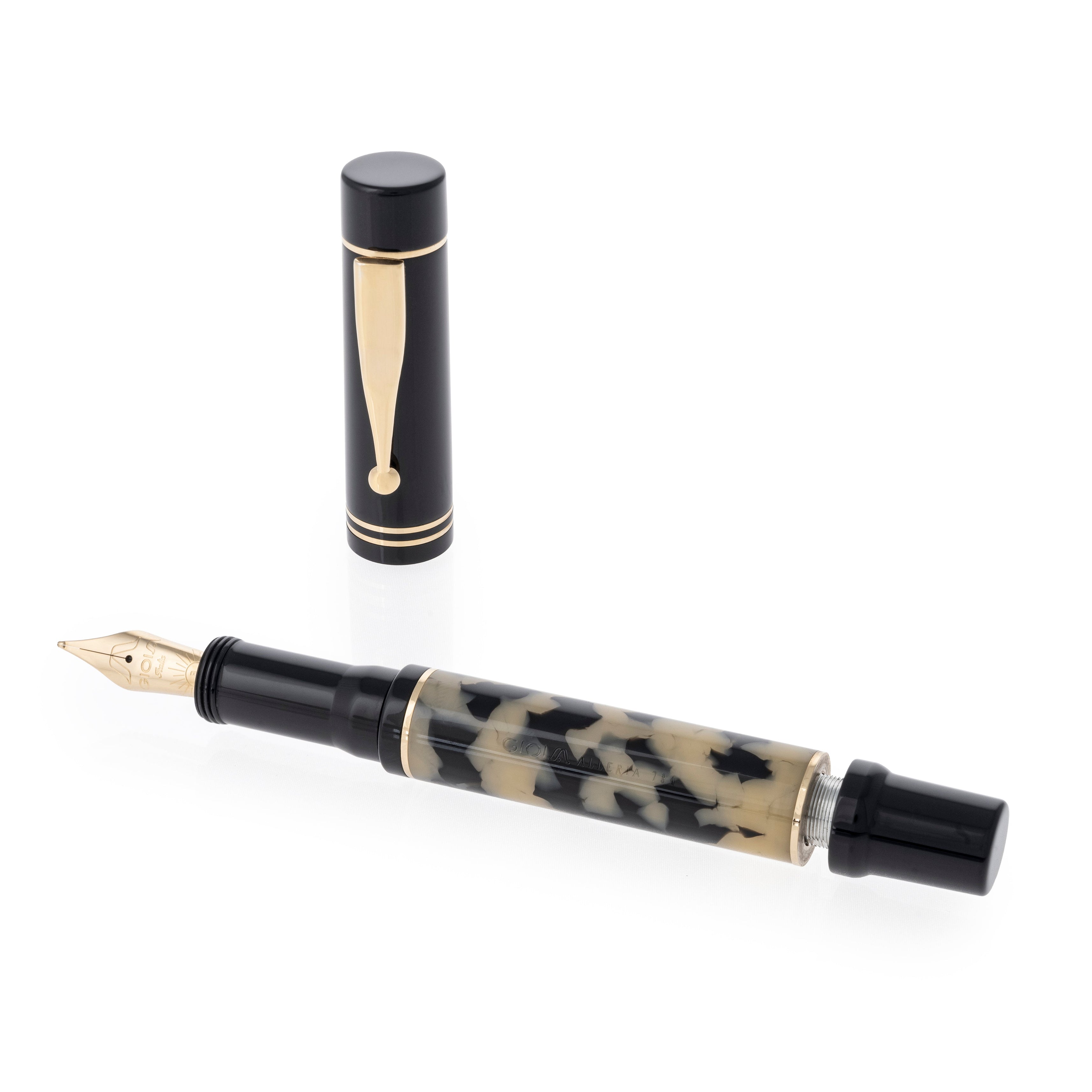 GIOIA Alleria Tramonto Shiny Black Fountain Pen – Chrome Trim