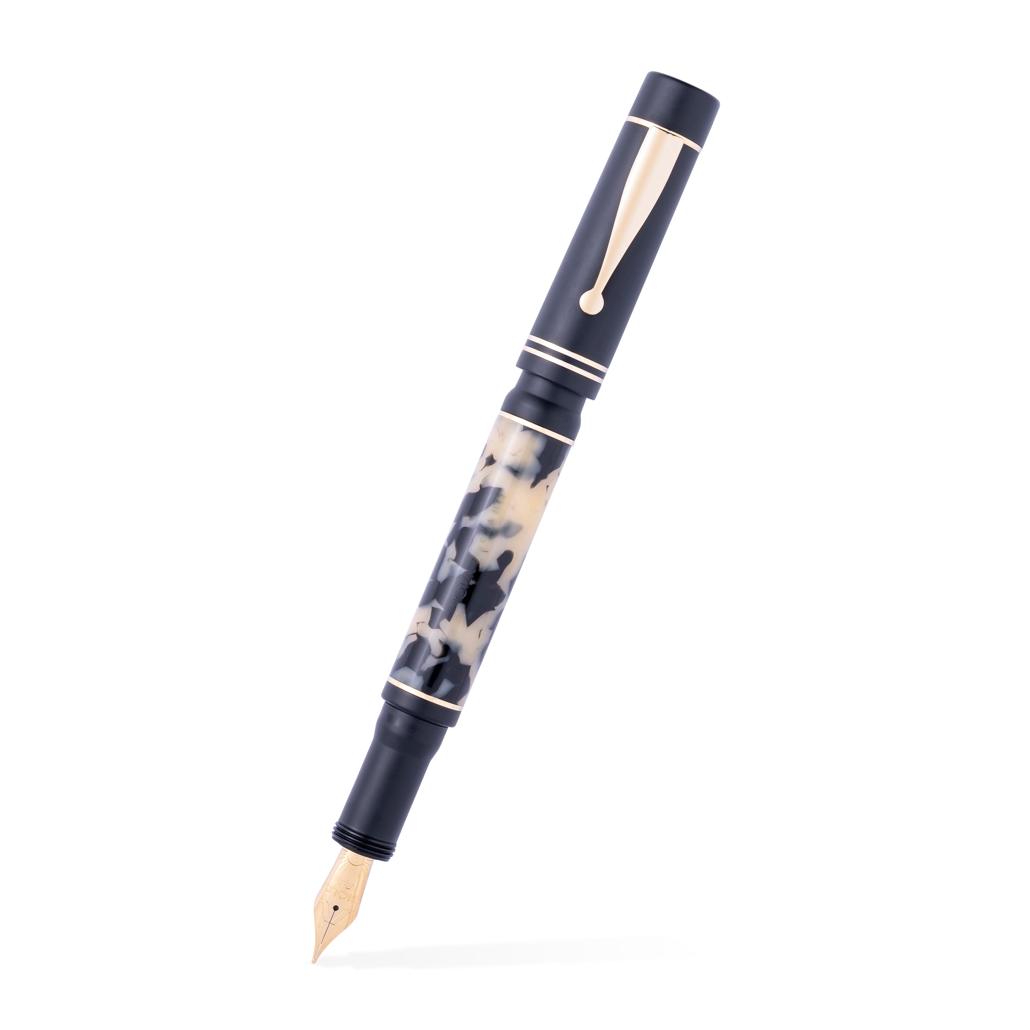 GIOIA Alleria Tramonto Sand Black Fountain Pen – Gold Trim