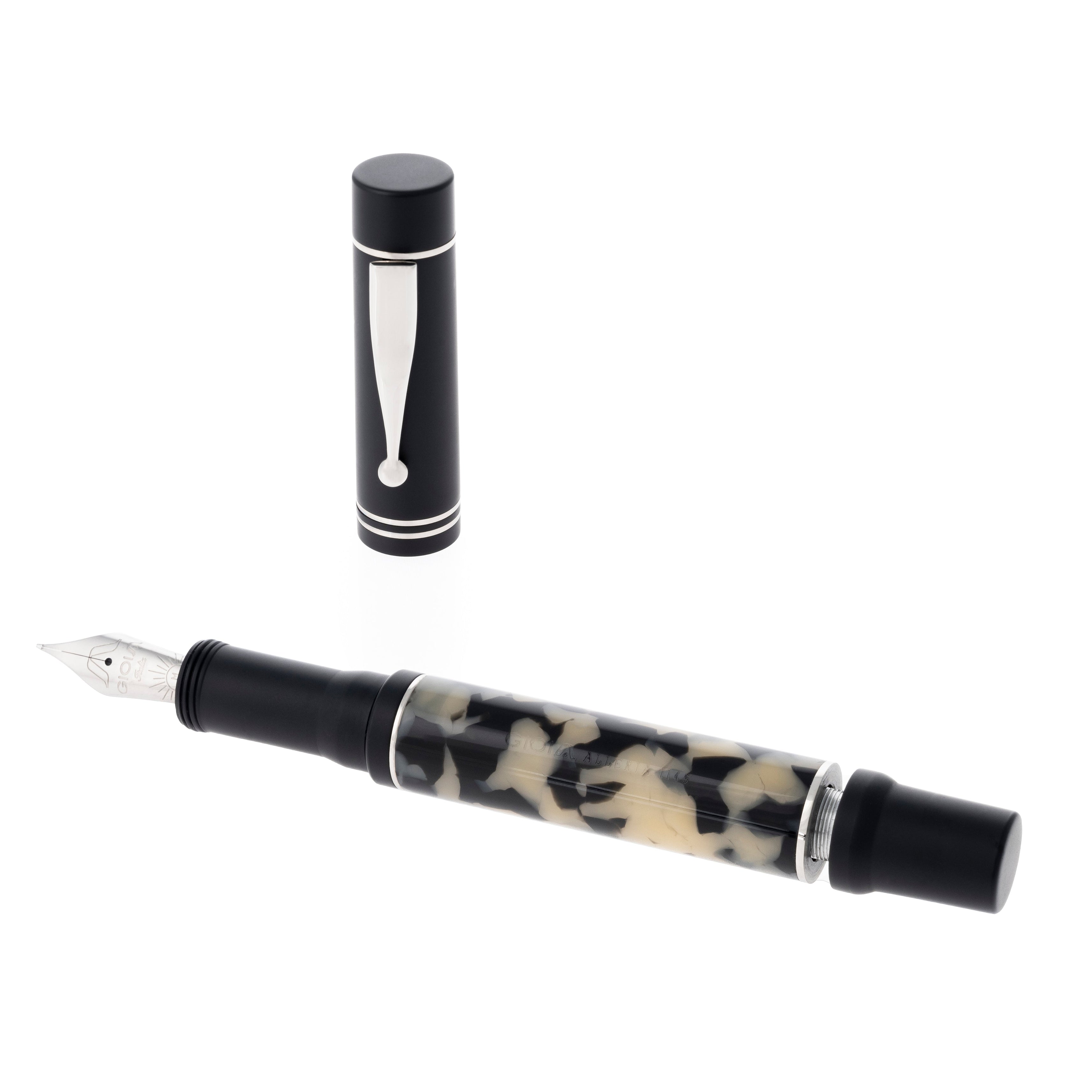 GIOIA Alleria Tramonto Sand Black Fountain Pen – Rhodium Trim