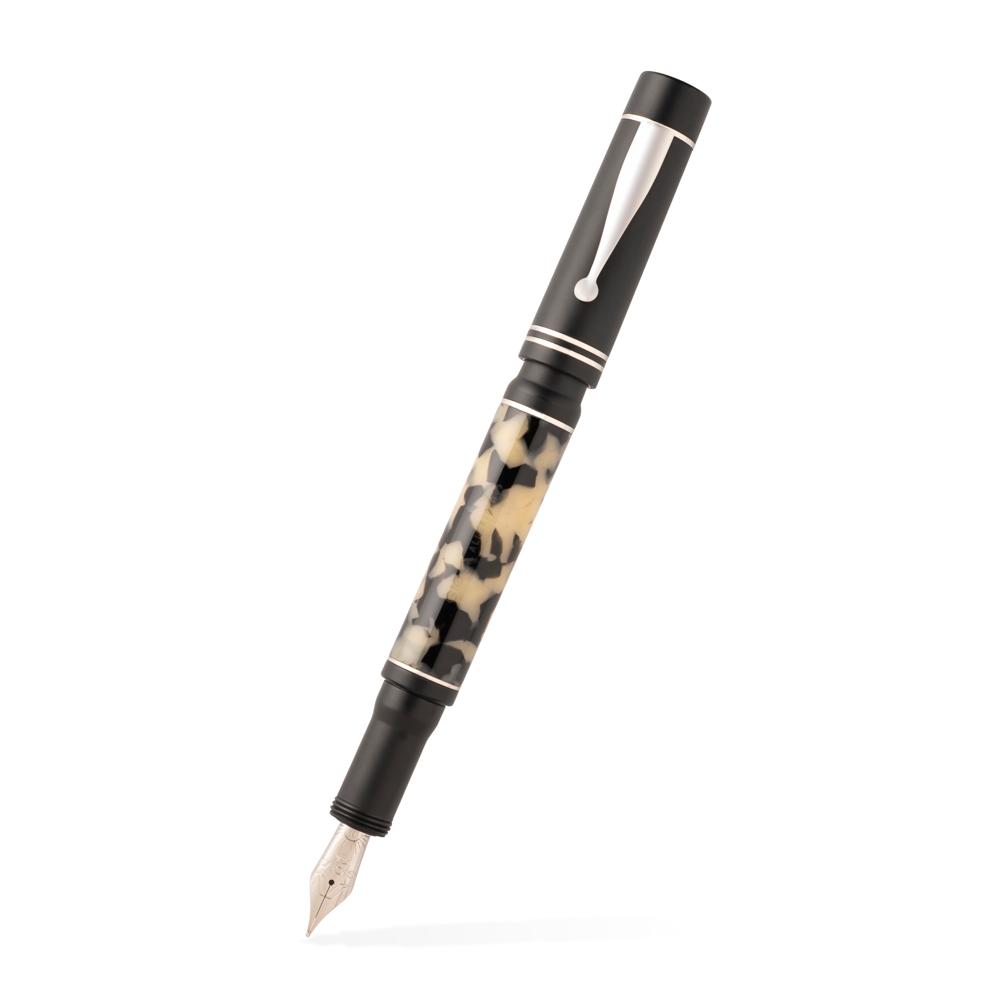 GIOIA Alleria Tramonto Sand Black Fountain Pen – Rhodium Trim