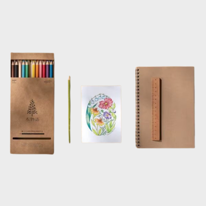 Tombow | Colored Pencils | Kimonogatari Series | Hexagonal Shaft | Pack of 12 | CQ-KS12C