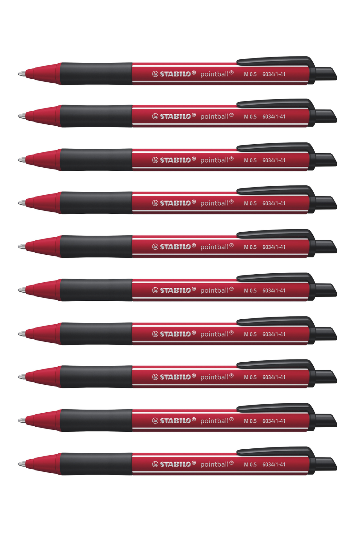 Stabilo Pointball Naturecol Wildflower - Burgundy with Blue Ink Ballpoint Pen - Pack of 10