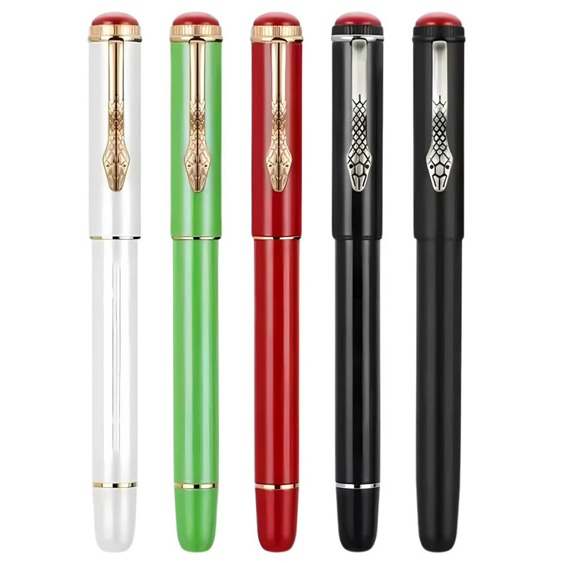 Jinhao 025 Fountain Pen Extra Fine Nib – Retro Snake Clip Design, Smooth Writing Metal Pen with Ink Converter – Calligraphy & Daily Writing Gift for Collectors & Writers