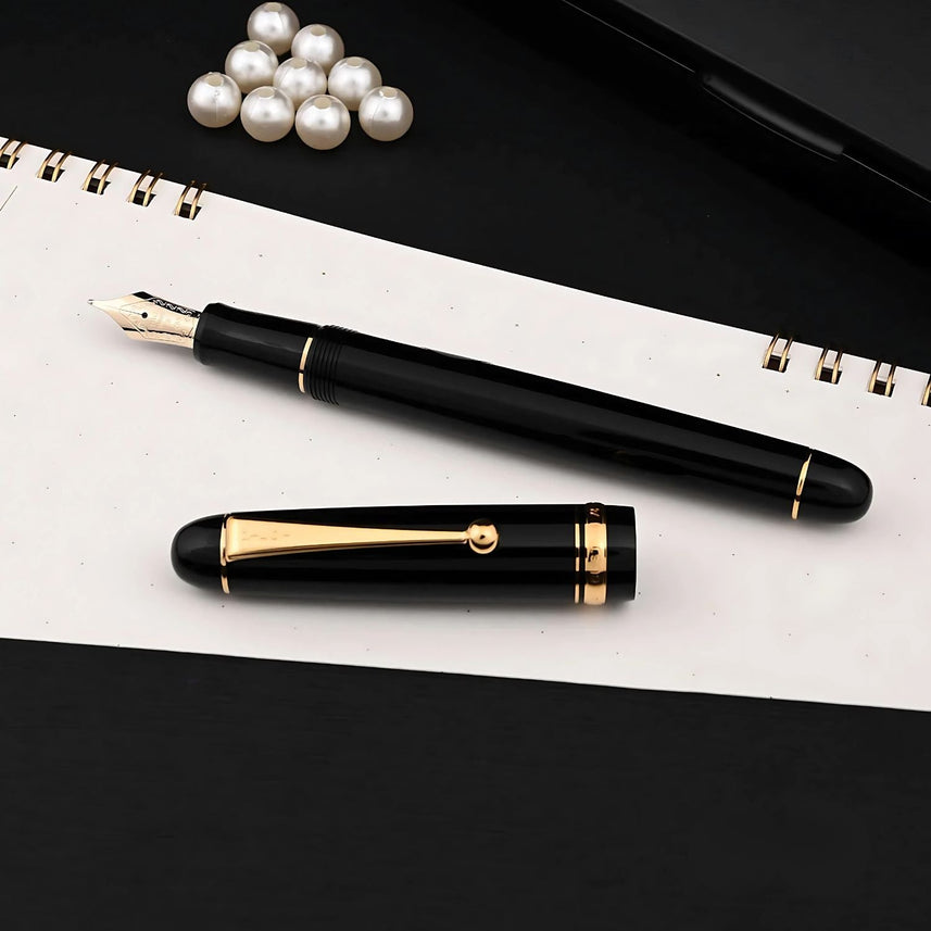 Pilot Custom 74 Fountain Pen – 14K Gold Medium Nib (No.10), Black or Green Resin Body with Gold Trim, Screw-Cap, CON-40 Converter, Made in Japan