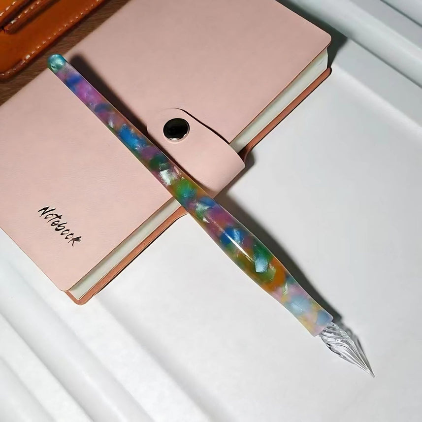 MAJOHN Multifunctional Dual-Purpose Pen – Glass Dip Pen & Fountain Pen with 3 Replacement Nibs (Extra Fine, Fine, Medium) – Multicolor