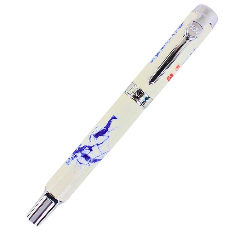 Jinhao 950 Fountain Pen – Blue and White Porcelain Shrimp Print, Medium Nib