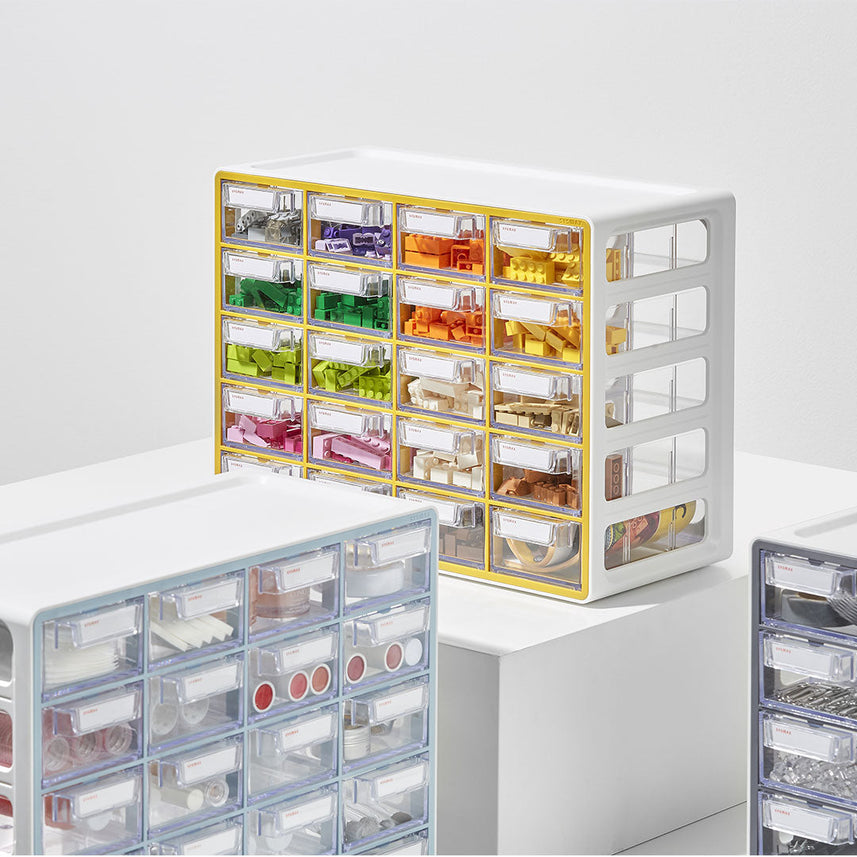 Sysmax | Multi Utility  Storage Box | 20 Drawers | Organizer | Yellow | Up System | For Office & Home