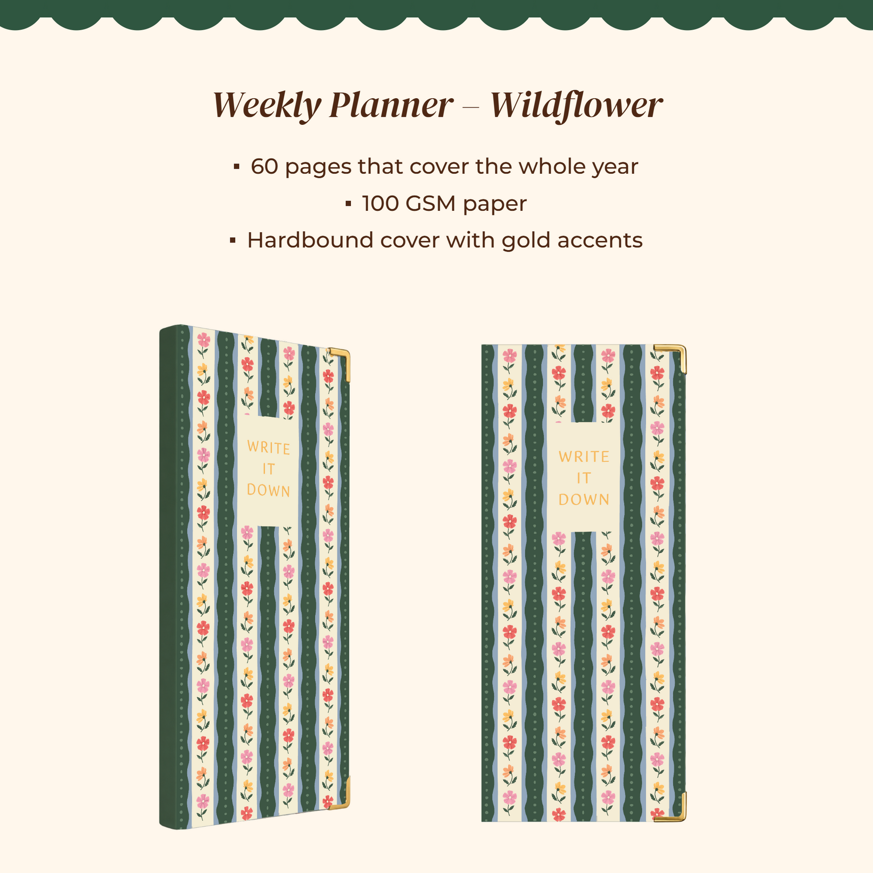7mm Between The Lines Weekly Planner Pocket, Undated, 120 Pages- Wildflower